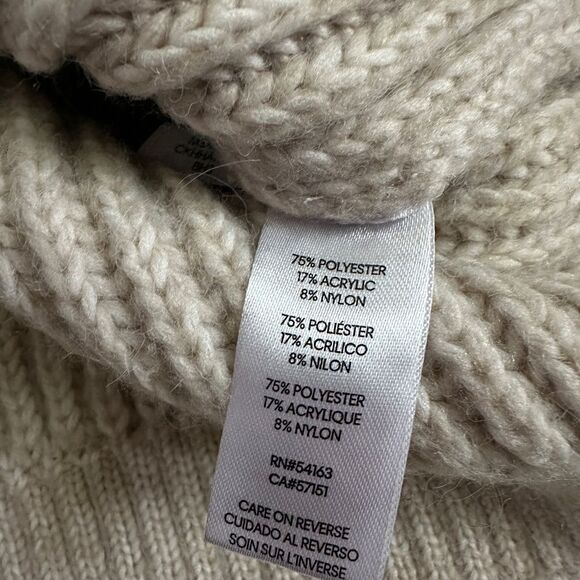 Calvin Klein Neutral Beige Chunky Knit Mockneck Popcorn Sweater - Picture 6 of 8